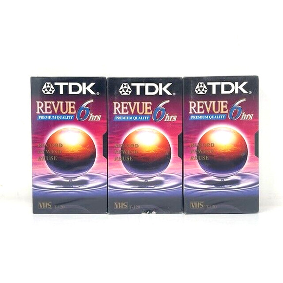 Lot of 3 TDK VHS Blank Tapes Revue 6 Hrs T-120 NEW - Picture 1 of 4